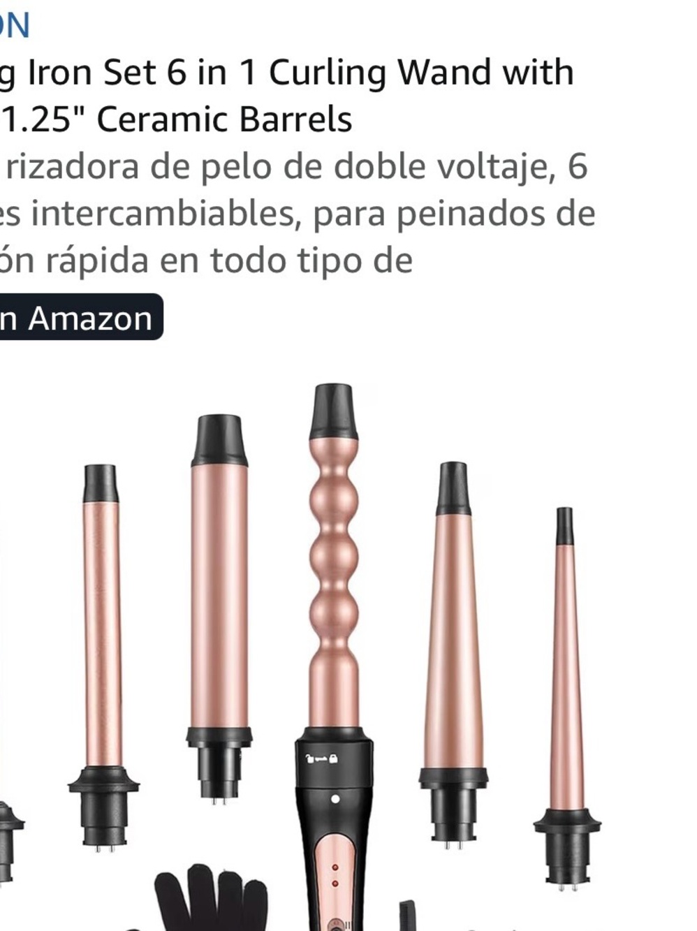 Rose Gold 6-in-1 Curling Wand Set โ Versatile Interchangeable Barrels
